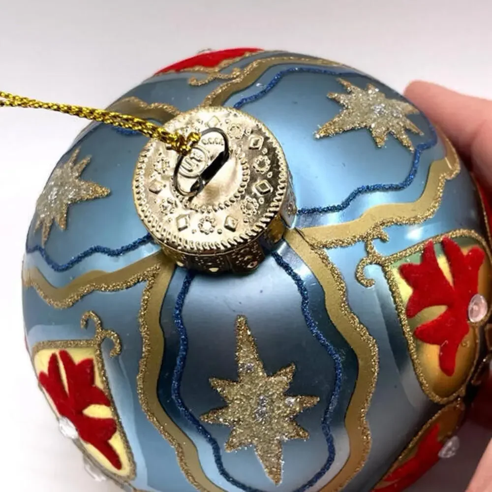 Velvet Rhinestone Glass‎ Christmas Ornament 4